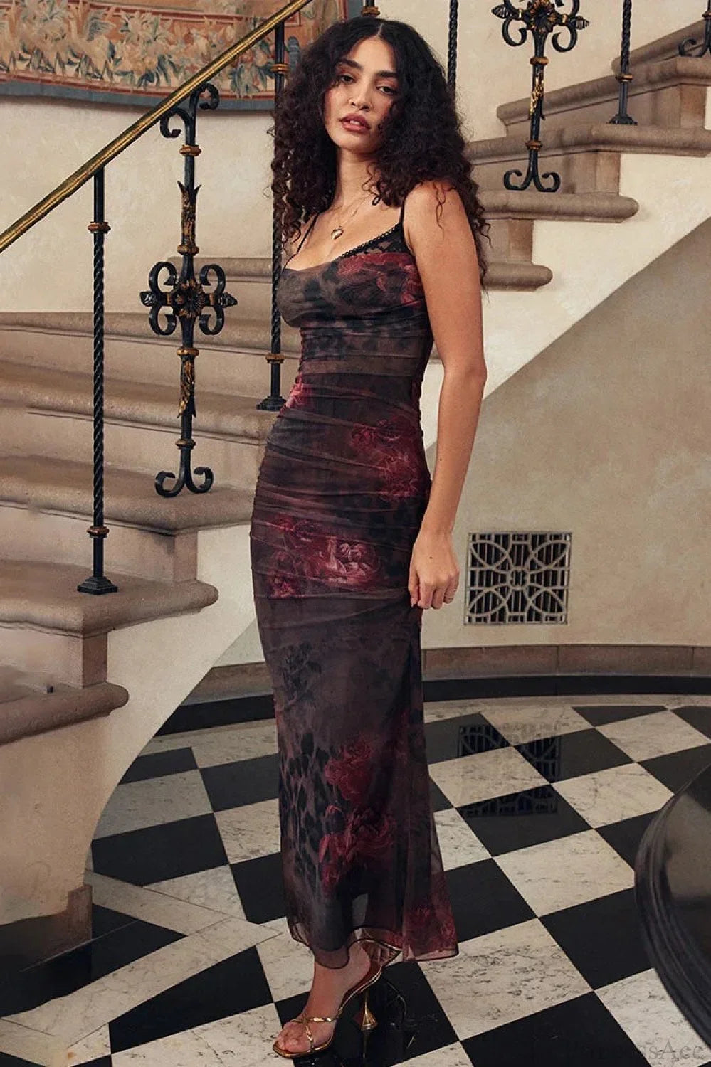 Elegant Split Print Maxi Vacation Dress image 2