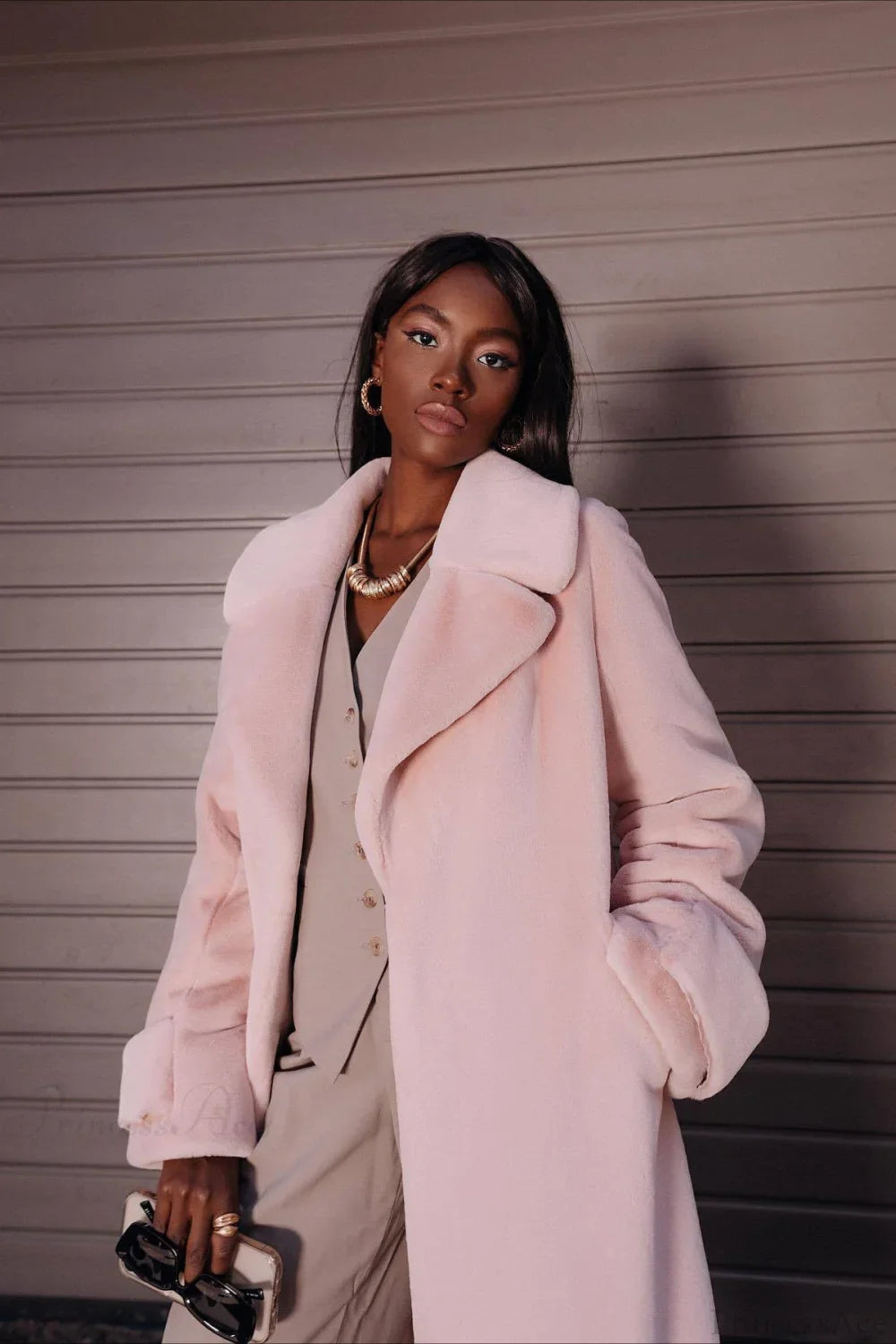Elegant Thickened Plush Faux Fur Overcoat image 3