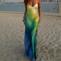 Elegant Tie Dye Satin Vacation Dress image 7