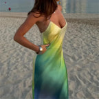 Elegant Tie Dye Satin Vacation Dress image 2