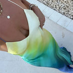 Elegant Tie Dye Satin Vacation Dress image 5