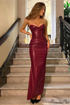 Elegant Tube Off Shoulder Tight Cinched Waist Maxi Dress image 1