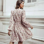 Elegant V-Neck Floral Mini Chiffon Dress image 2