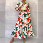 Elegant V-neck Printed Floral Dress image 1