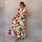Elegant V-neck Printed Floral Dress image 2