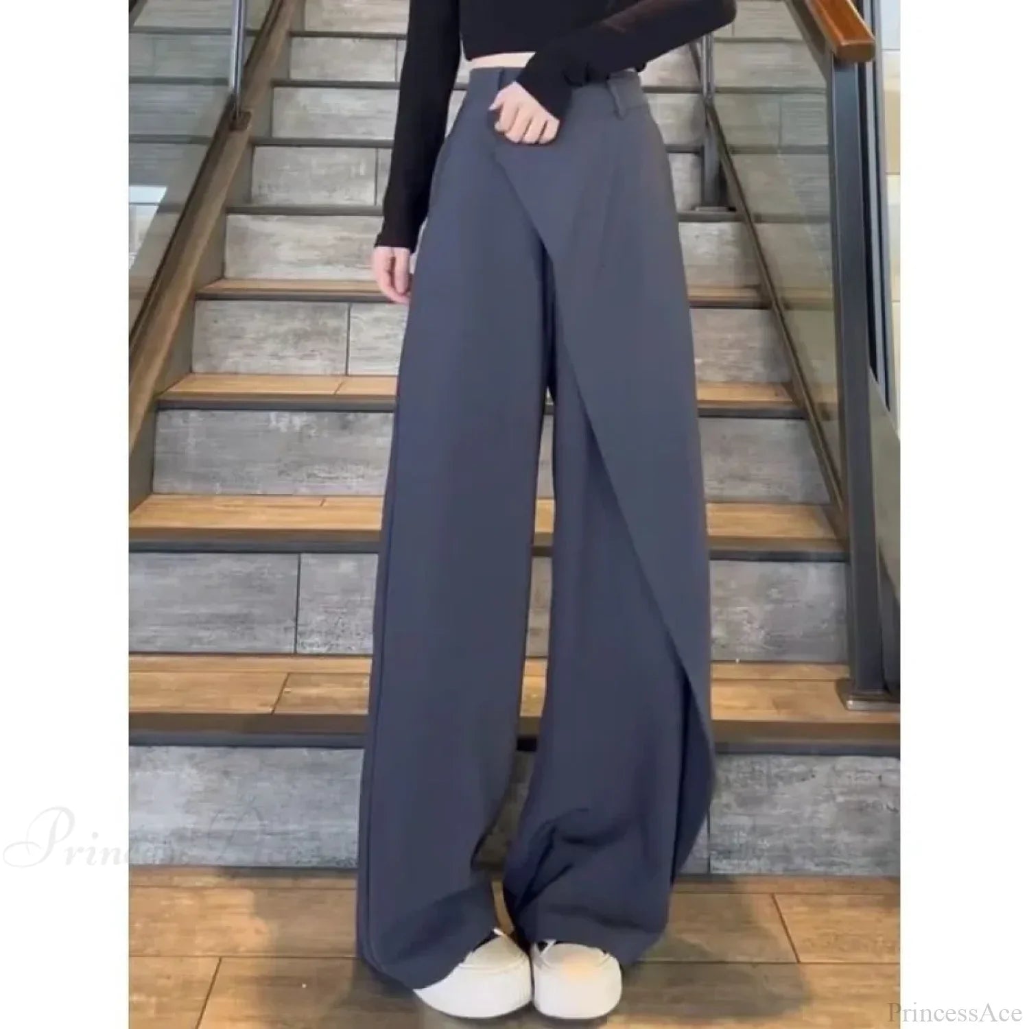 Elegant Vintage Black Suit Pants Women image 2