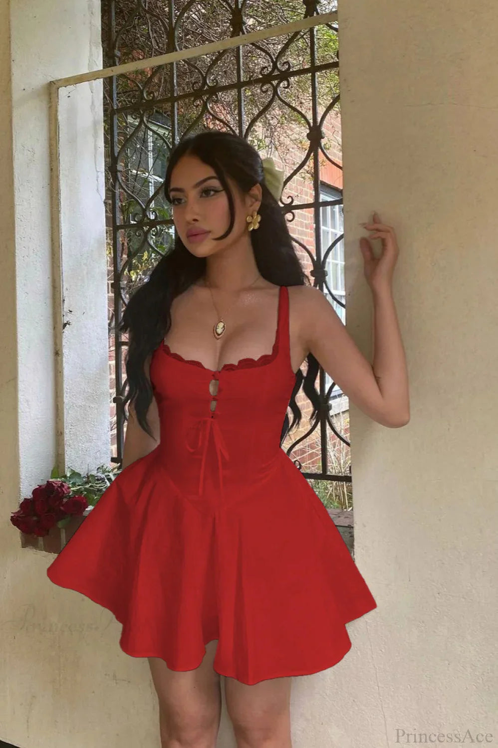 Elegant Waist Slim A Line Sexy Mini Dress image 6