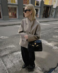 Elegant Warm Solid Woolen Cropped Stand Collar Double Breasted Long Sleeves Stylish Coat image 7