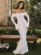 Elegant White Lace Vacation Dress image 1