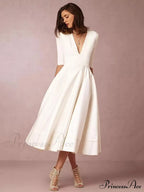 Elegant White V-neck Evening Dress image 1