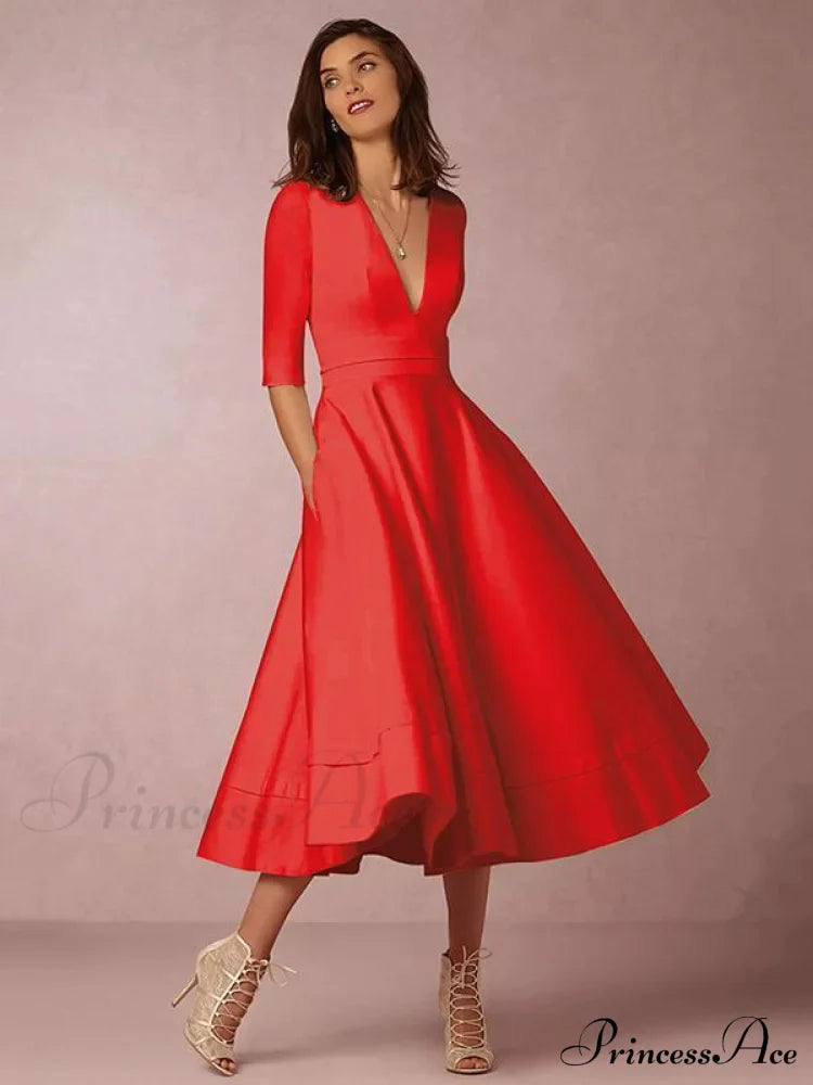 Elegant White V-neck Evening Dress image 2