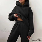 Elegant with Long Sweatshirt Women's Set and Hoodie Lace-Up Warm Pant Solid Detail image 5