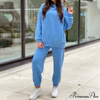 Elegant with Long Sweatshirt Women's Set and Hoodie Lace-Up Warm Pant Solid Detail image 21
