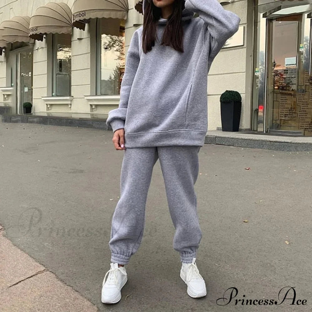 Elegant with Long Sweatshirt Women's Set and Hoodie Lace-Up Warm Pant Solid Detail image 28