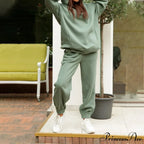 Elegant with Long Sweatshirt Women's Set and Hoodie Lace-Up Warm Pant Solid Detail image 13