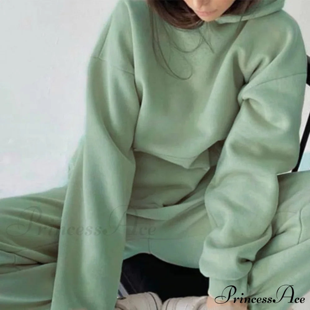 Elegant with Long Sweatshirt Women's Set and Hoodie Lace-Up Warm Pant Solid Detail image 20