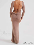 Elegant Women Party Backless Criss-cross Tie-up Bodycon Formal Club Sleeve Solid Female Vestido image 8