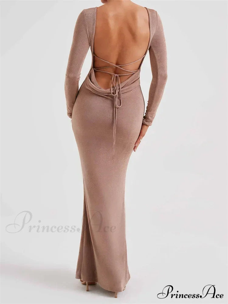 Elegant Women Party Backless Criss-cross Tie-up Bodycon Formal Club Sleeve Solid Female Vestido image 8