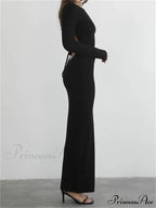 Elegant Women Round Neck Party Solid Color Sleeve Backless Tie Up Party Female Vestidos image 2