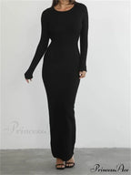 Elegant Women Round Neck Party Solid Color Sleeve Backless Tie Up Party Female Vestidos image 5