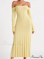 Elegant Women Slash Neck Off-Shoulder Solid Sleeve Backless Party Pleated Slim Vestidos image 5