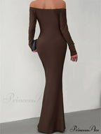 Elegant Women Sleeve Trumpet Solid Slash Neck Off-Shoulder Party Beach Cocktail Club Streetwear image 2
