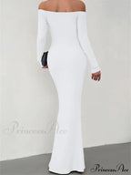 Elegant Women Sleeve Trumpet Solid Slash Neck Off-Shoulder Party Beach Cocktail Club Streetwear image 4