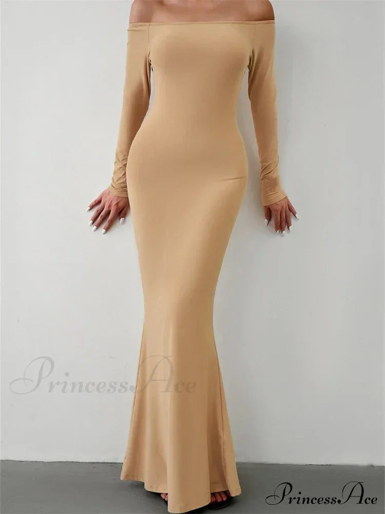 Elegant Women Sleeve Trumpet Solid Slash Neck Off-Shoulder Party Beach Cocktail Club Streetwear image 9