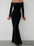 Elegant Women Sleeve Trumpet Solid Slash Neck Off-Shoulder Party Beach Cocktail Club Streetwear image 7