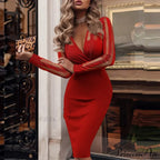 Elegant Wrap V Neck Skinny Club Party Dress image 13