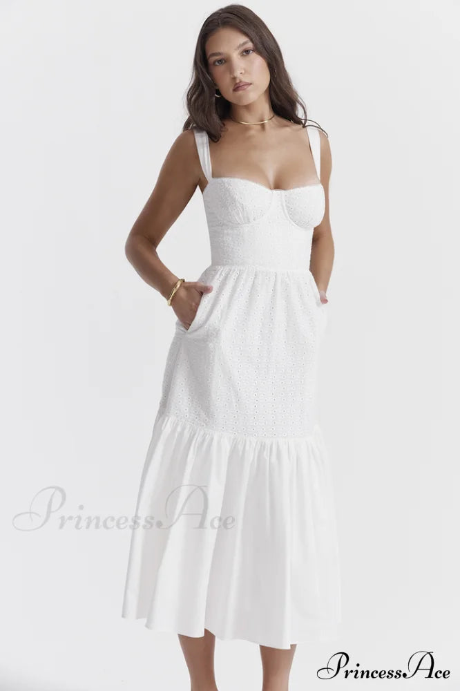 Elia White Broderie Charming Anglaise Midi Dress image 4