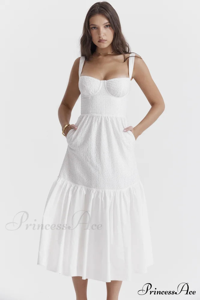 Elia White Broderie Charming Anglaise Midi Dress image 3