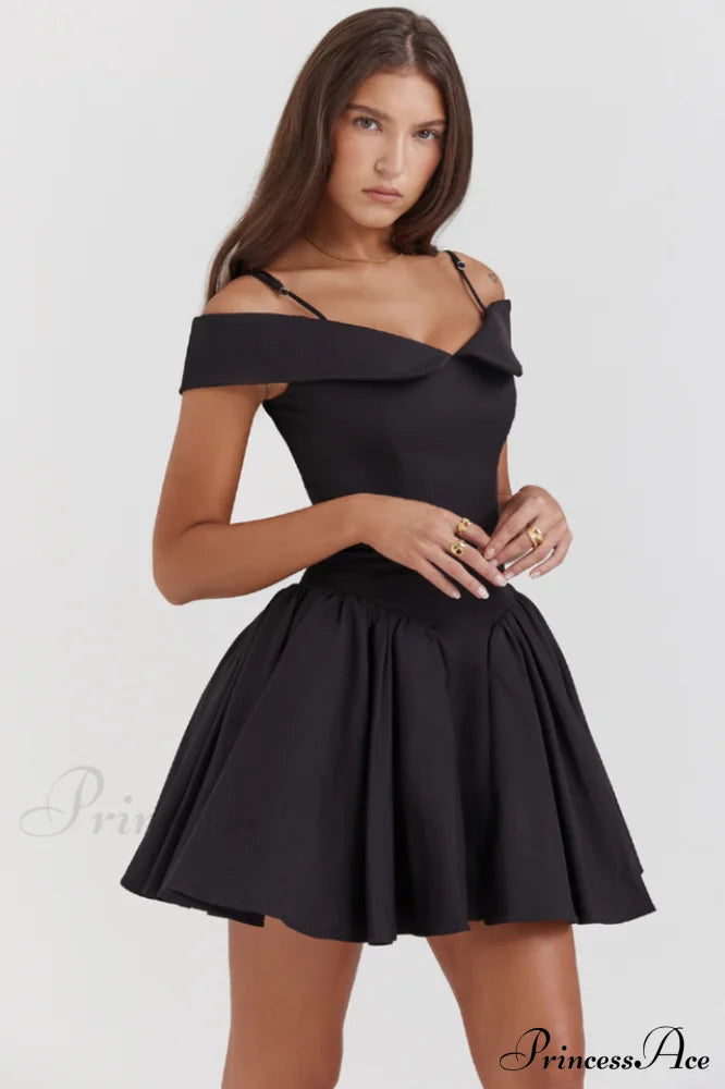 Elida Black Stylish Mini Dress image 2