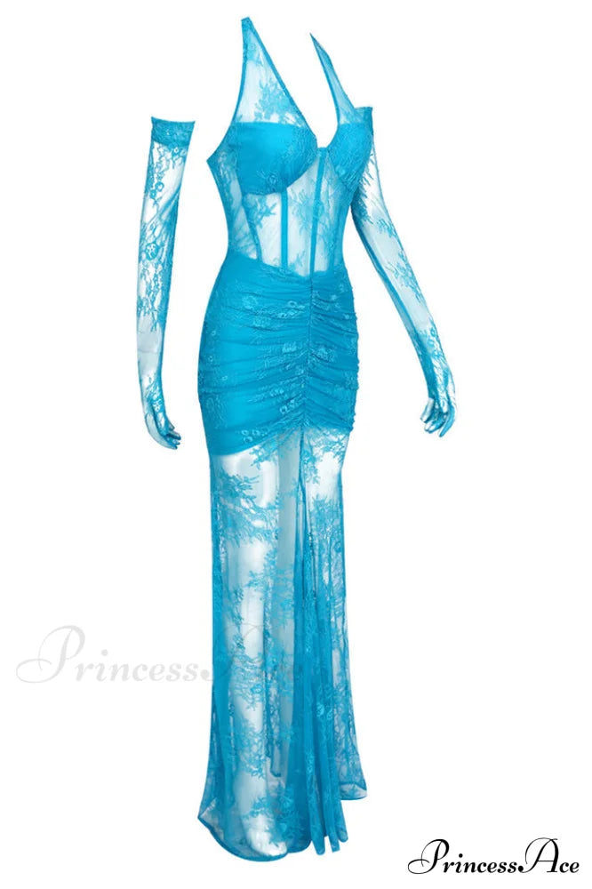 Elsa Halterneck Stylish See-through Maxi Dress image 20
