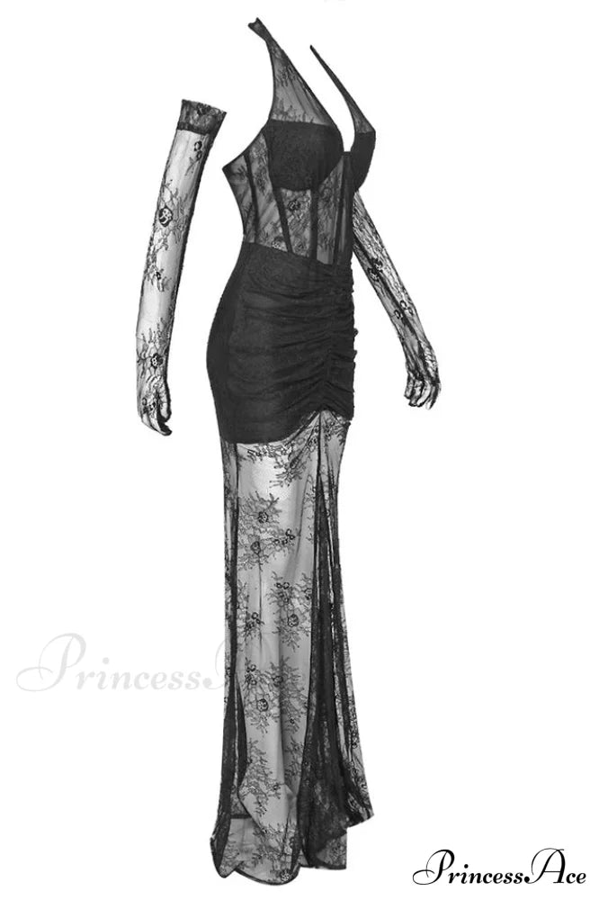 Elsa Halterneck Stylish See-through Maxi Dress image 16