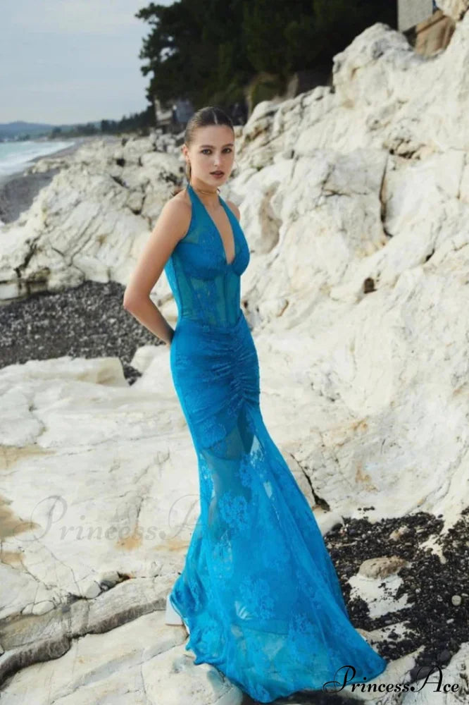 Elsa Halterneck Stylish See-through Maxi Dress image 9