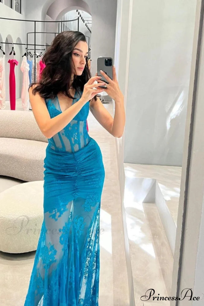 Elsa Halterneck Stylish See-through Maxi Dress image 4