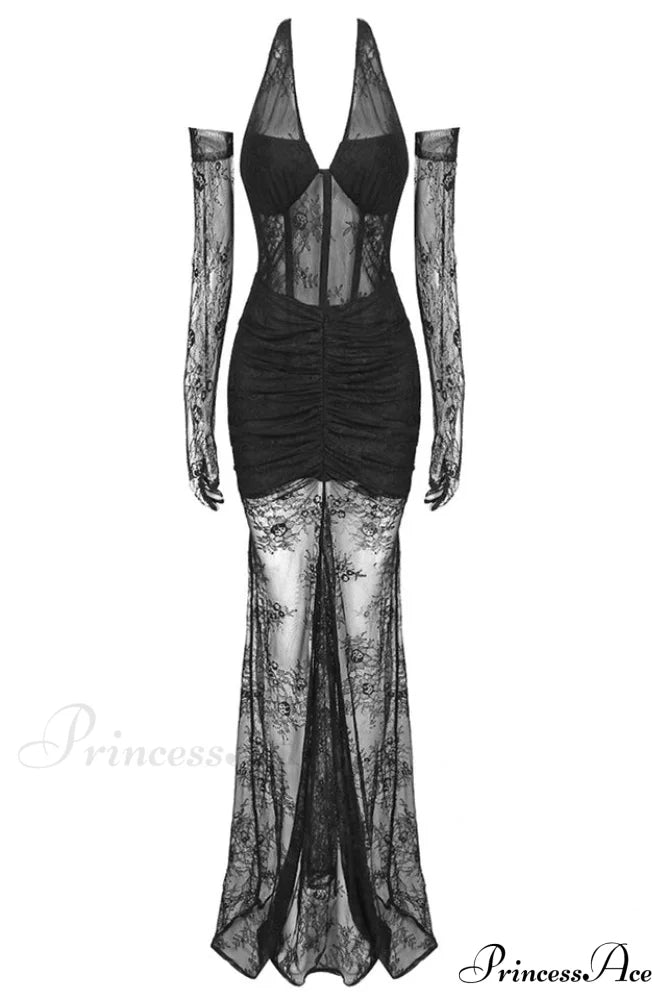Elsa Halterneck Stylish See-through Maxi Dress image 15