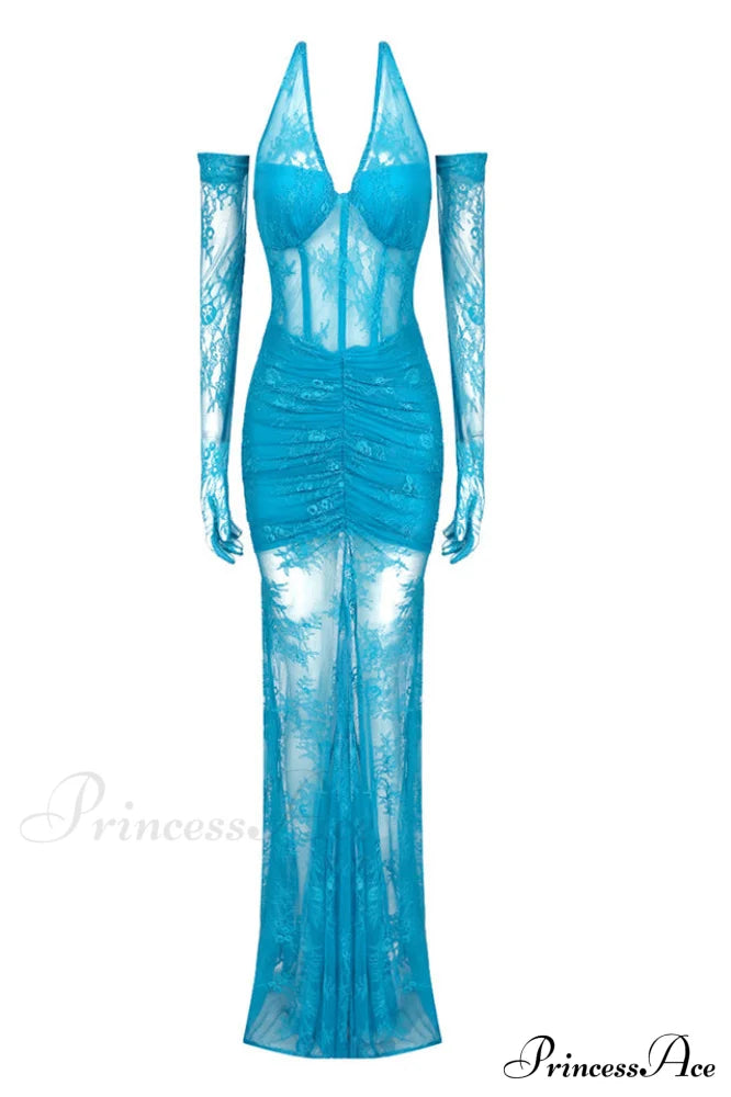 Elsa Halterneck Stylish See-through Maxi Dress image 19