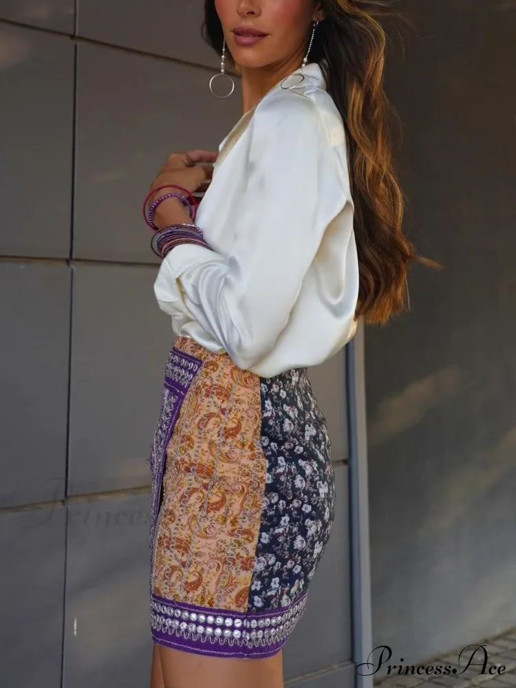 Embroidered Asymmetric Graceful Floral Mini Skirt image 4