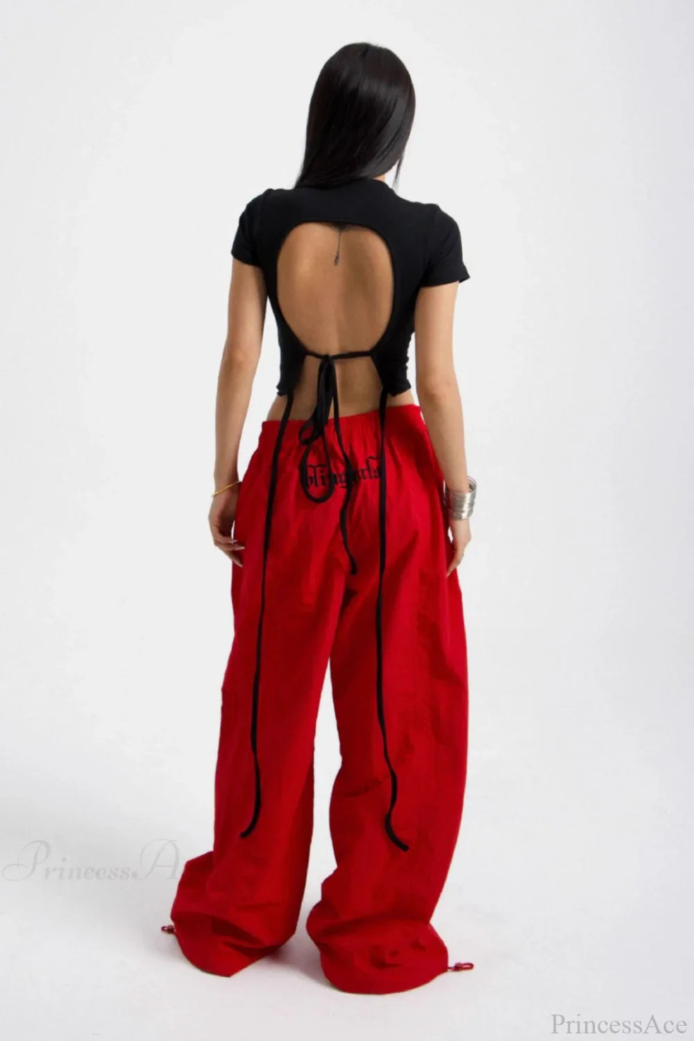 Embroidered Cargo Street Straight Leg Pants image 2