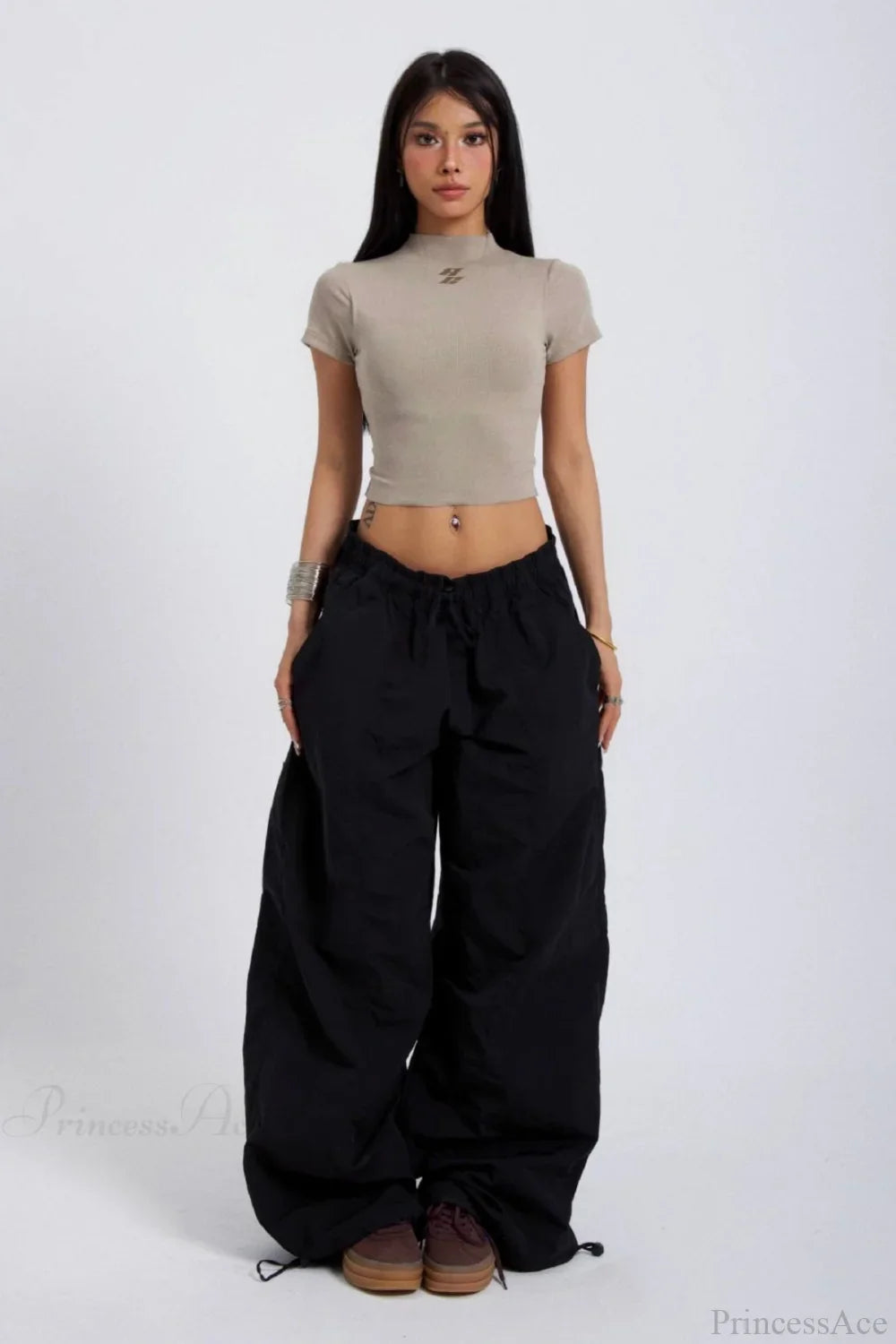 Embroidered Cargo Street Straight Leg Pants image 3