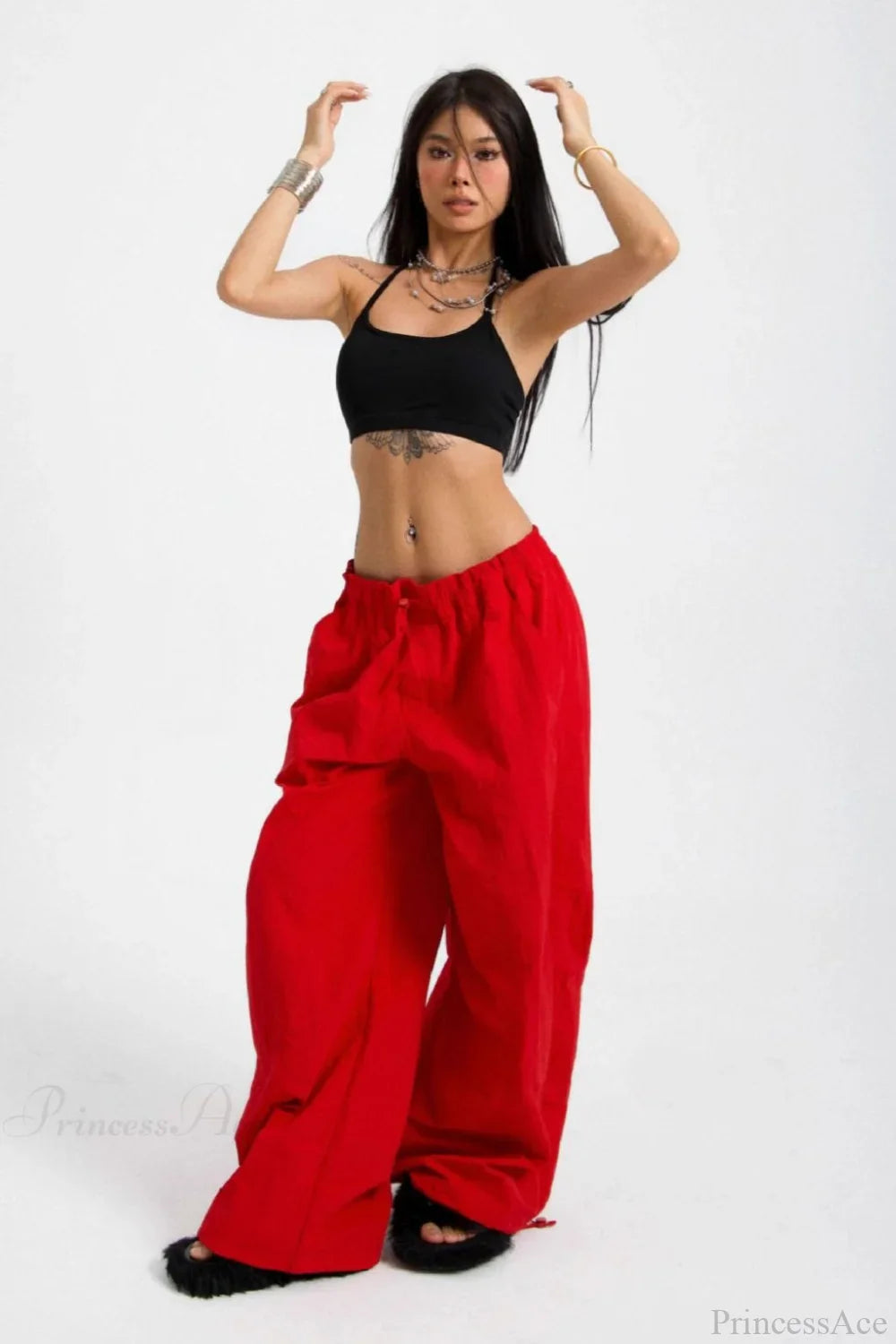 Embroidered Cargo Street Straight Leg Pants image 1