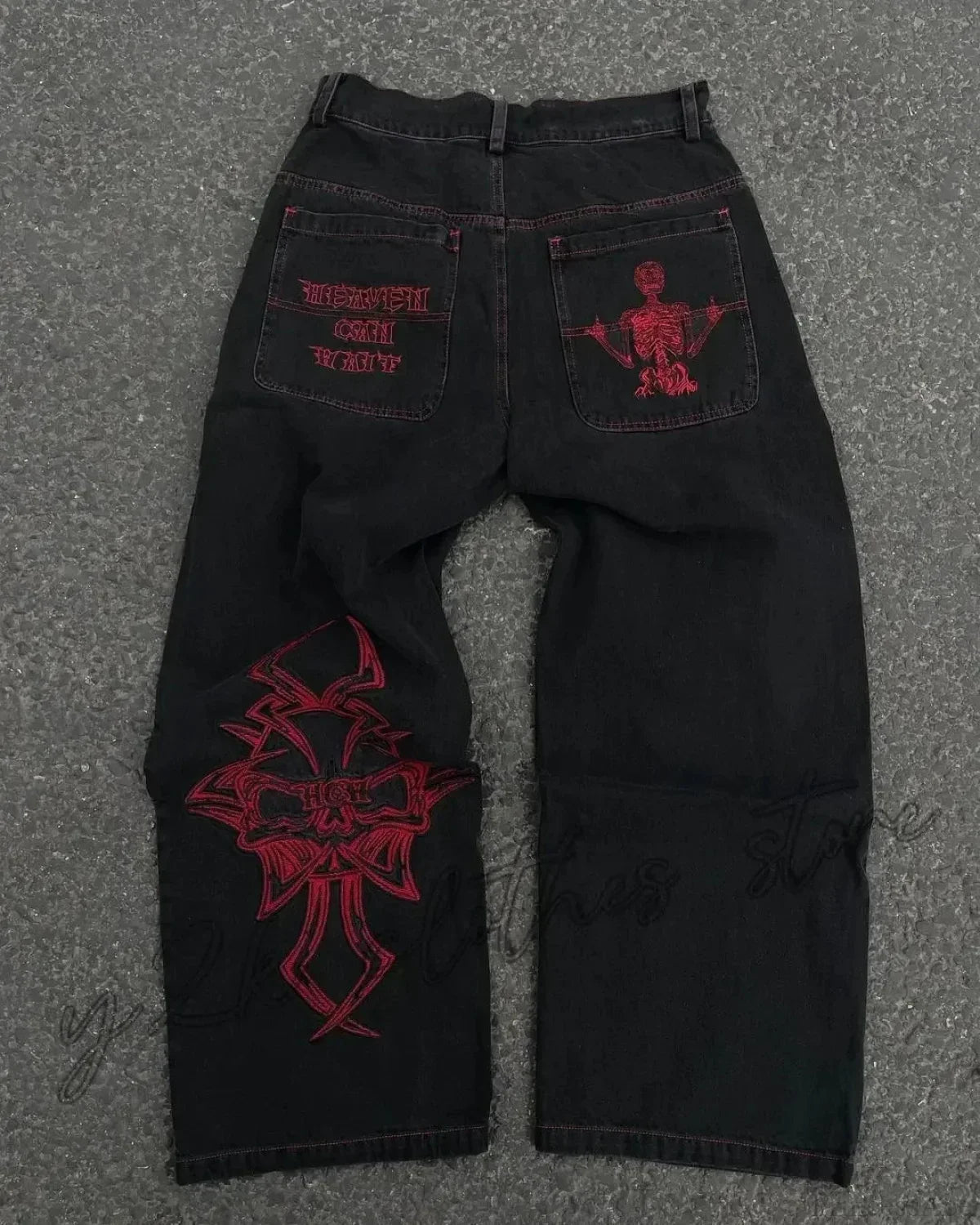 Embroidered Dark Wide-legged Trouser image 1