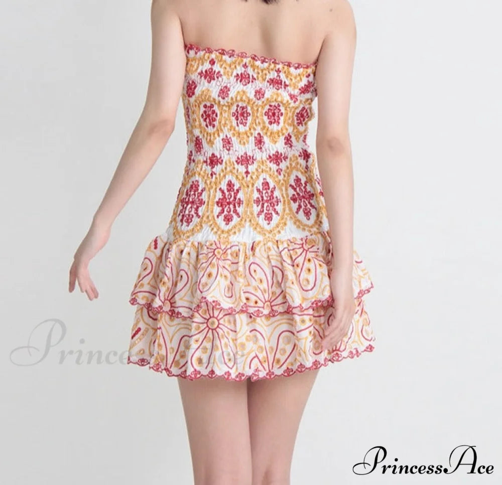 Embroidered Design Tube Charming Ruched Mini Dress image 11