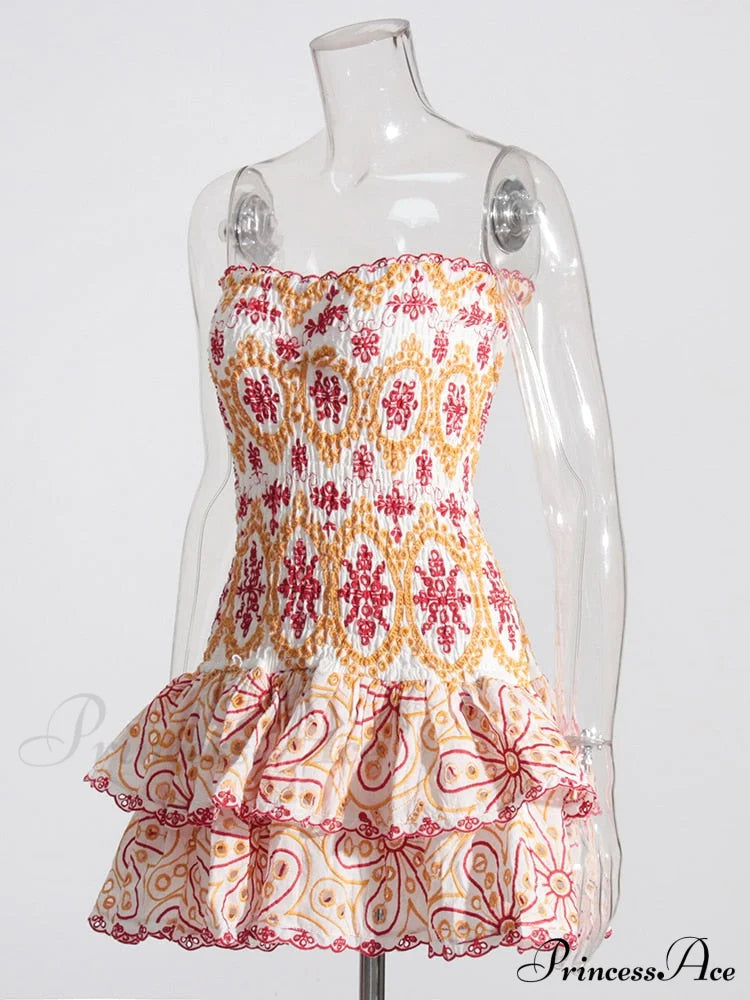 Embroidered Design Tube Charming Ruched Mini Dress image 8
