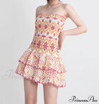 Embroidered Design Tube Charming Ruched Mini Dress image 1