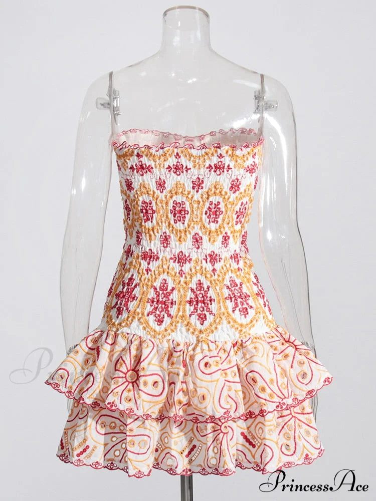 Embroidered Design Tube Charming Ruched Mini Dress image 6
