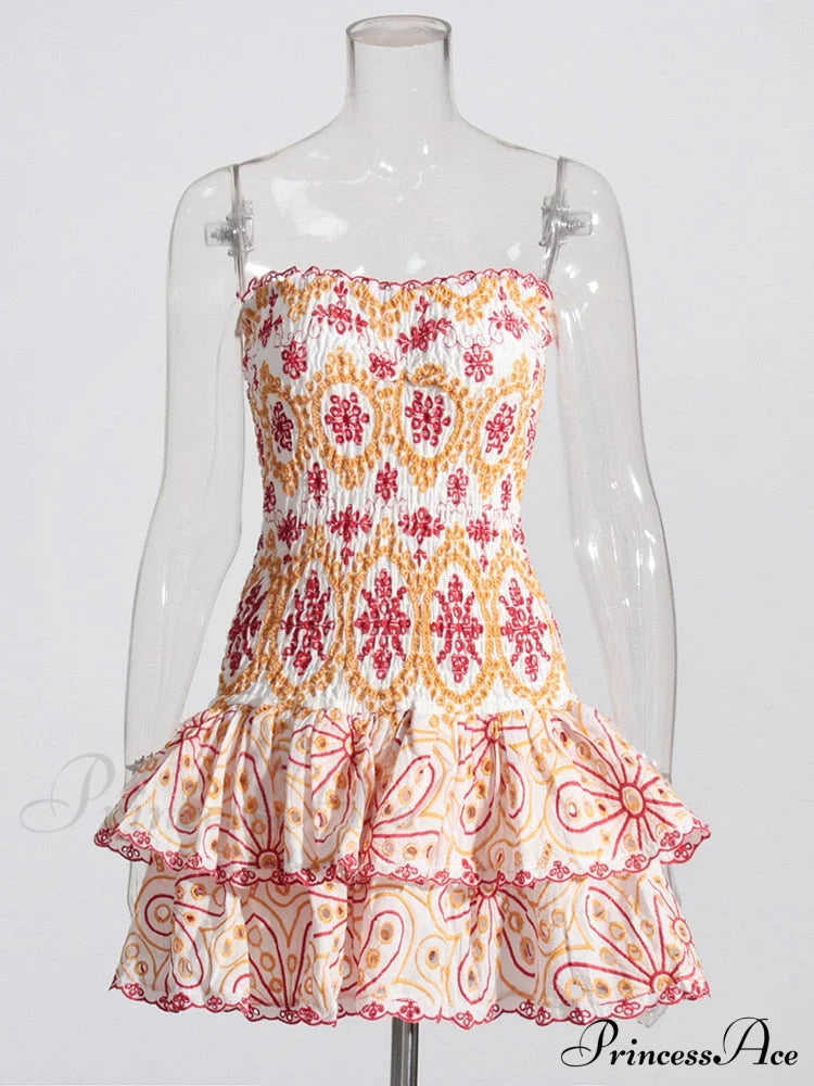 Embroidered Design Tube Charming Ruched Mini Dress image 3