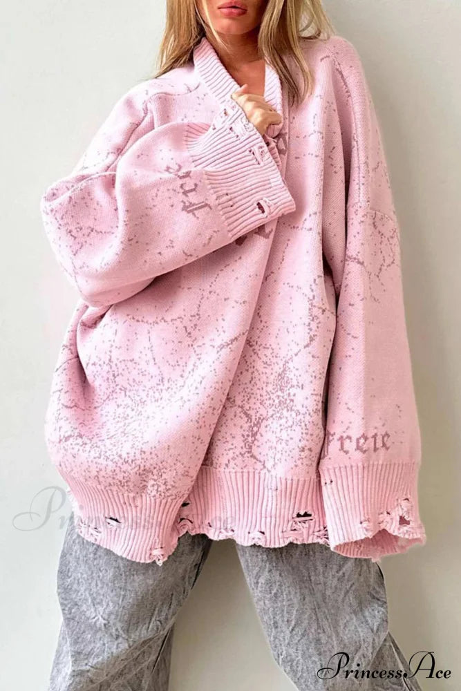 Embroidered Distressed Pullover Sweater image 8